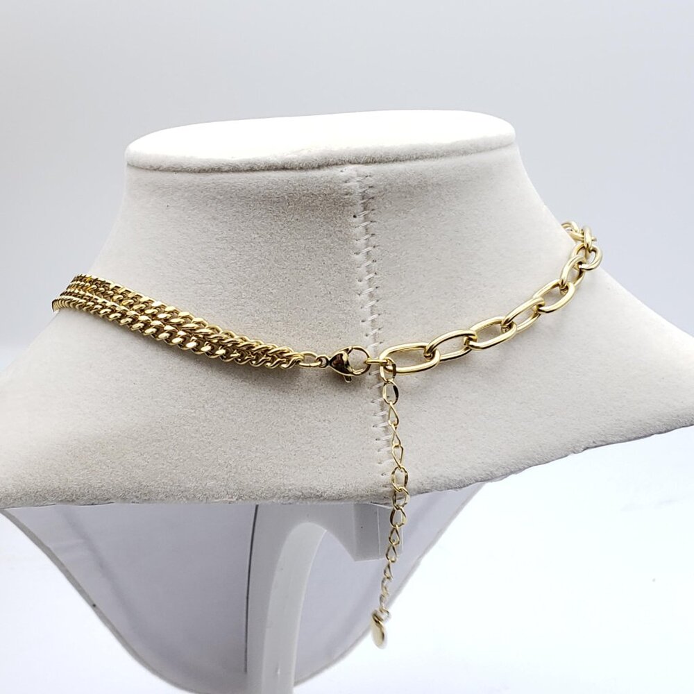 Stainless Steel Gold-Plated Necklace with Authentic Louis Vuitton Padlock - Picture 4 of 15
